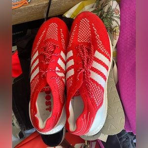 Orange red Adidas boost men’s sneakers size 8 women 9.5